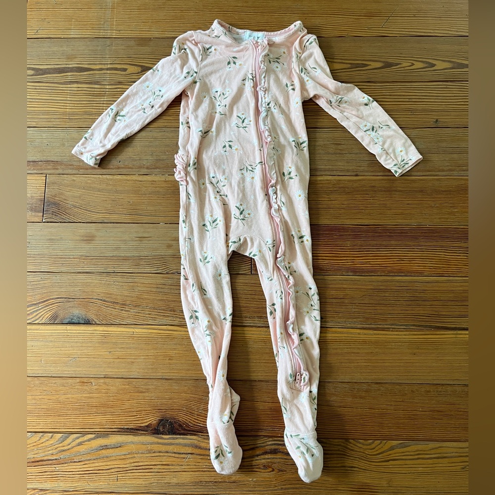 Angel Dear Pink Floral Girls Footie Pajama